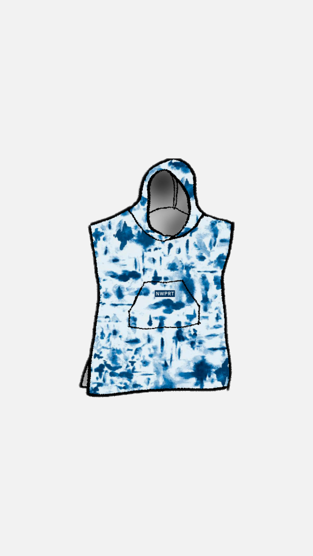 NWPRT Hooded Surf Poncho in Blue Rinse