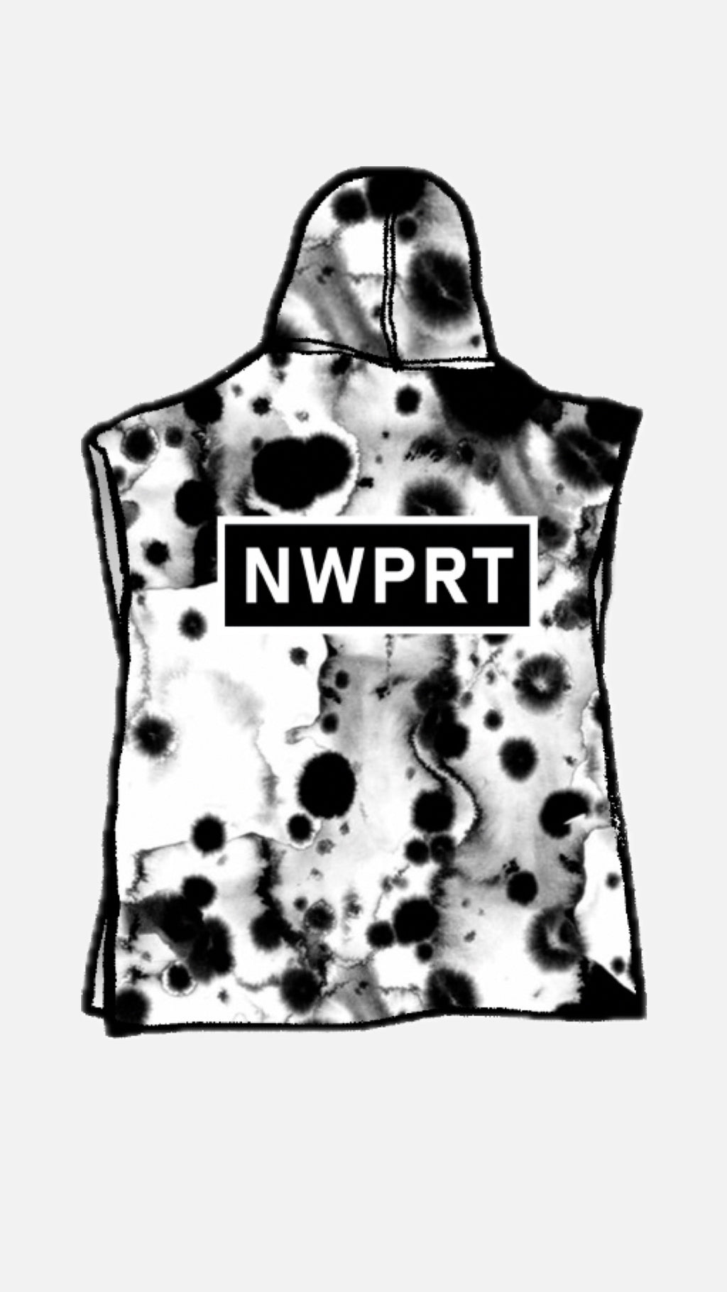 NWPRT Hooded Surf Poncho in Black Rinse