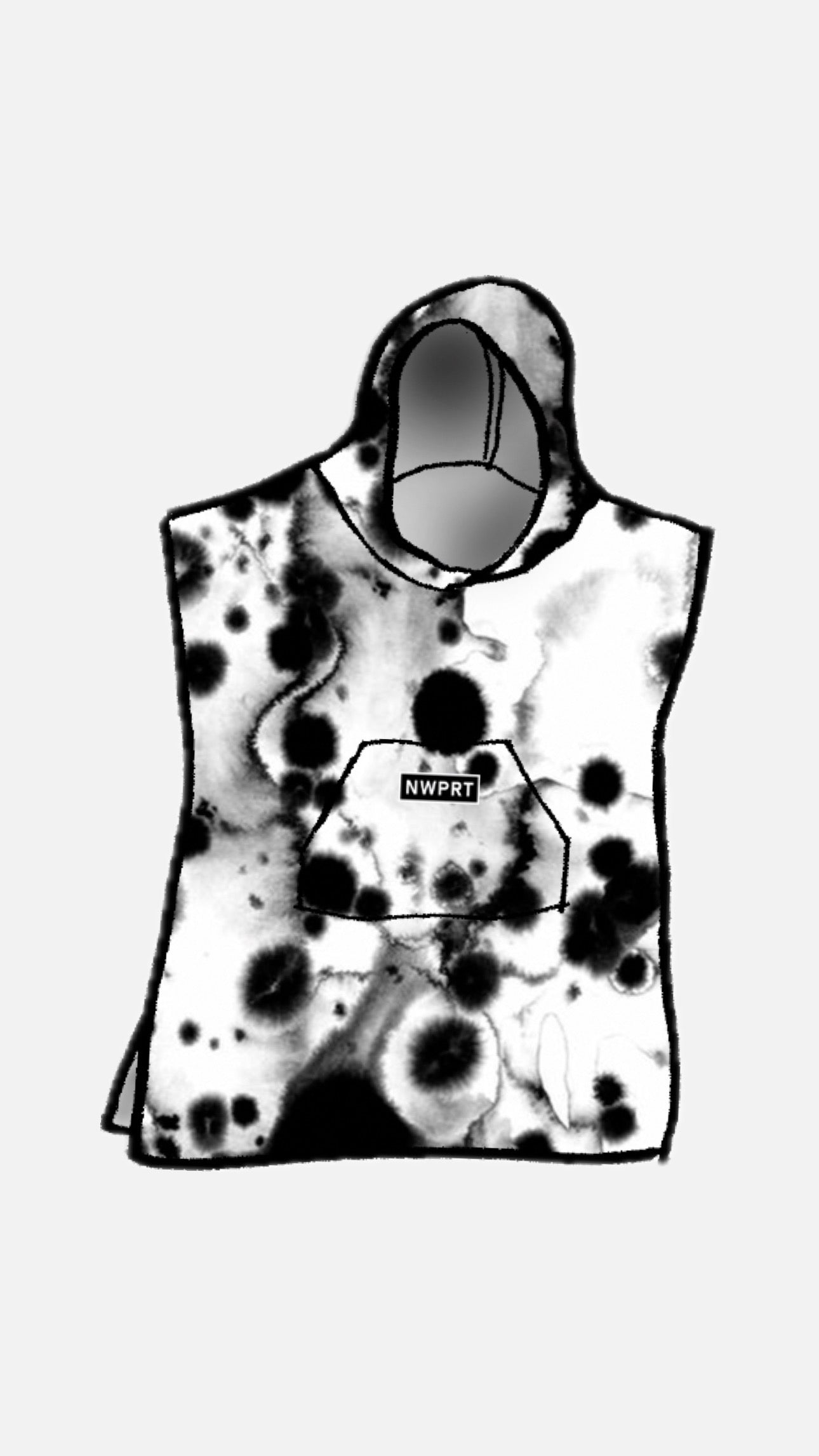 NWPRT Hooded Surf Poncho in Black Rinse