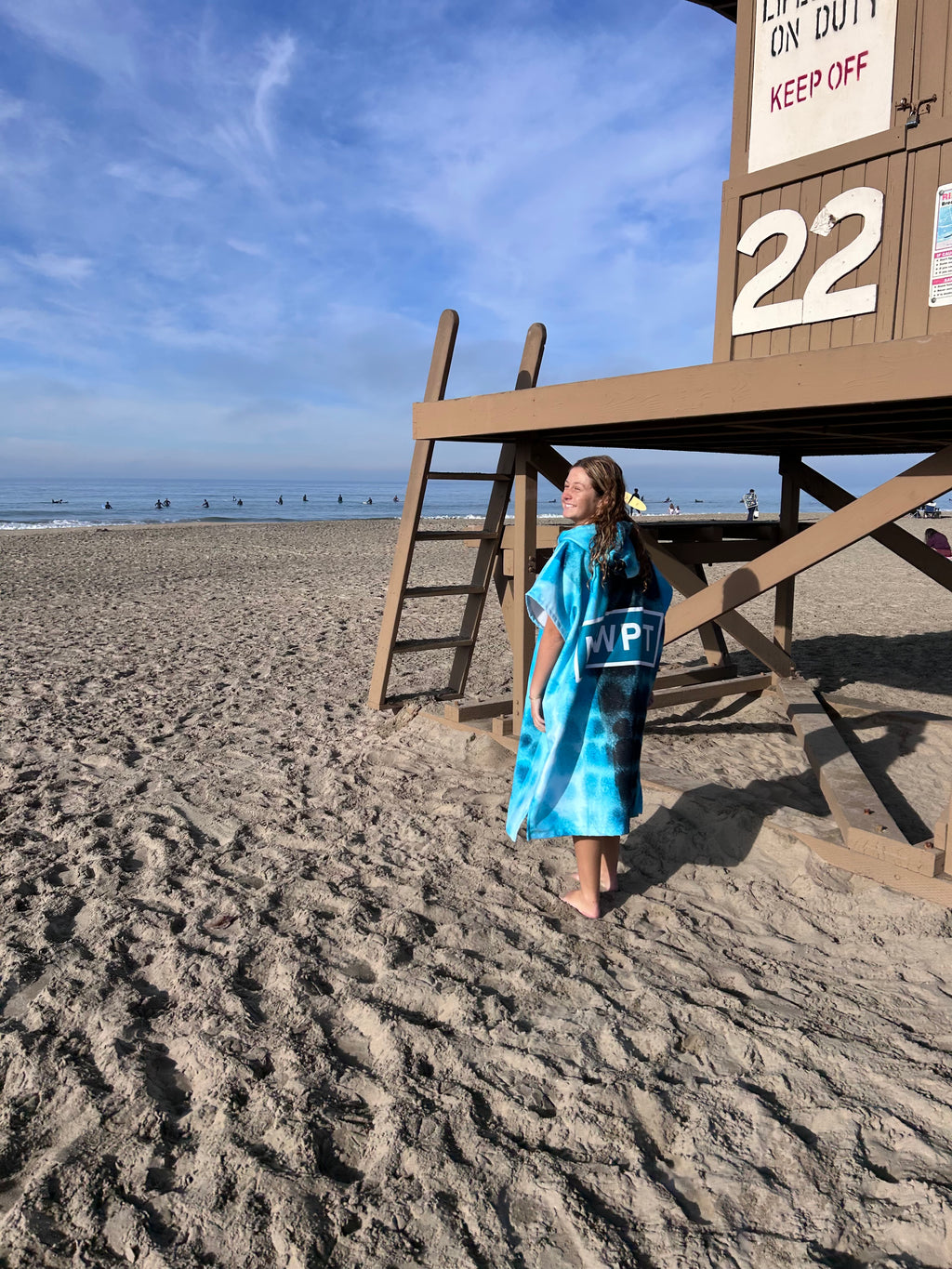 NWPRT Hooded Surf Poncho in Teal Rinse