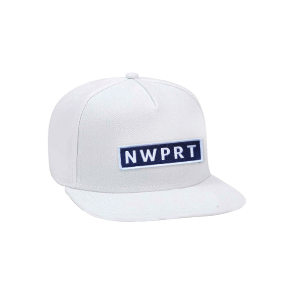NWPRT Classic Snapback Hat in White & Navy