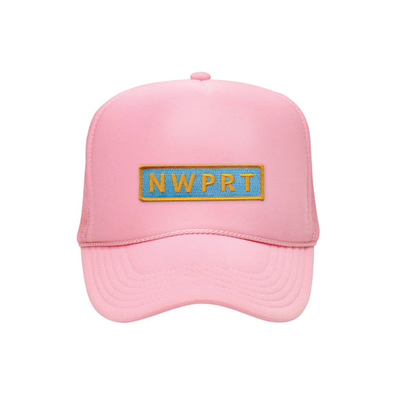 NWPRT Icon Trucker Hat in Light Pink - Yellow Patch