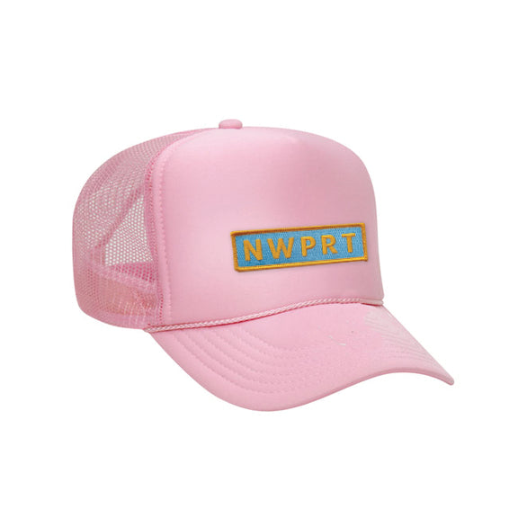 NWPRT Icon Trucker Hat in Light Pink - Yellow Patch