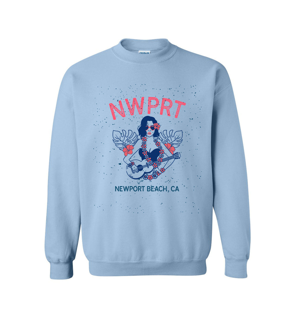 Light blue NWPRT sweatshirt with a graphic design and text on a white background