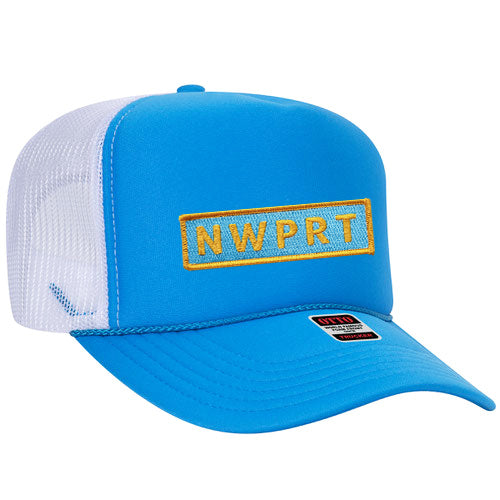 NWPRT Highline Trucker Hat in Neon Blue & White