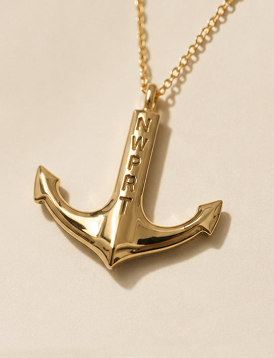 NWPRT Anchor Necklace in 14k Gold