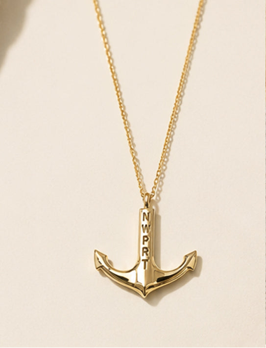 NWPRT Anchor Necklace in 14k Gold